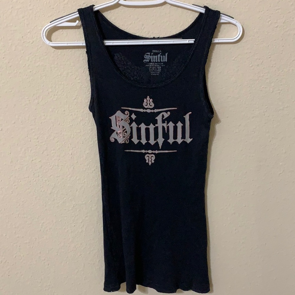 RESERVED Sinful Distressed Wing Tank Top
